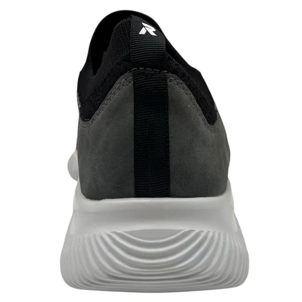 Rieker Men's Max Casual Sporty Shoes‎ Size 10.5 (EU 44) Black/Grey Knit Slip-on